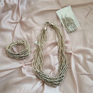 Costume earrings, necklace and bracelet set- New